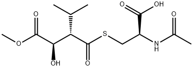 Pentanoic acid, 3-[[[(2R)-2-(acetylamino)-2-carboxyethyl]thio]carbonyl]-2-hydroxy-4-methyl-, 1-methyl ester, (2R,3S)- 结构式