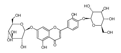 7-(β-D-吡喃葡萄糖氧基)-2-[4-(β-D-吡喃葡萄糖氧基)-3-羟基苯基]-5-羟基-4H-1-苯并吡喃-4-酮 结构式