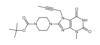 1-Piperazinecarboxylic acid, 4-[7-(2-butyn-1-yl)-2,3,6,7-tetrahydro-3-methyl-2,6-dioxo-1H-purin-8-yl]-, 1,1-dimethylethyl ester 结构式