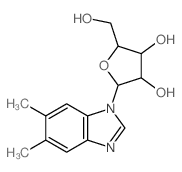 5,6-二甲基-1-β-D-呋喃核糖基-1H-苯并咪唑 结构式