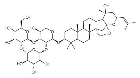 α-L-Arabinopyranoside, (3β,16β,23R)-16,23:16,30-diepoxy-20-hydroxydammar-24-en-3-yl O-6-deoxy-α-D-galactopyranosyl-(1→2)-O-[β-D-glucopyranosyl-(1→3)]- (9CI) 结构式