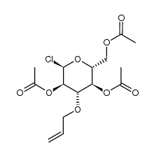 3-O-烯丙基-2,4,6-三-O-乙酰基-α-D-吡喃葡萄糖基氯 结构式