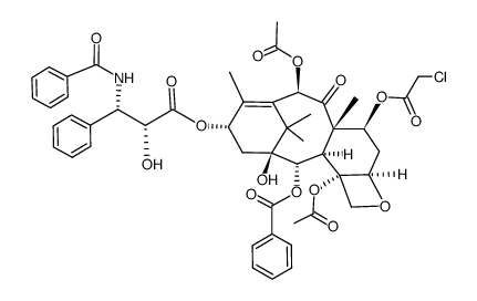 Benzenepropanoic acid, β-(benzoylamino)-α-hydroxy-, (2aR,4S,4aS,6R,9S,11S,12S,12aR,12bS)-6,12b-bis(acetyloxy)-12-(benzoyloxy)-4-[(chloroacetyl)oxy]-2a,3,4,4a,5,6,9,10,11,12,12a,12b-dodecahydro-11-hydroxy-4a,8,13,13-tetramethyl-5-oxo-7,11-methano-1H-cyclodeca[3,4]benz[1,2-b]oxet-9-yl ester, (αR,βS)- 结构式
