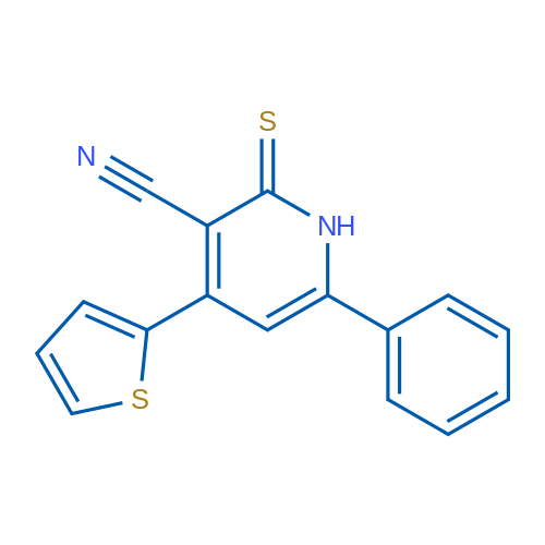 6-苯基-4-(噻吩-2-基)-2-硫代-1,2-二氢吡啶-3-甲腈 结构式