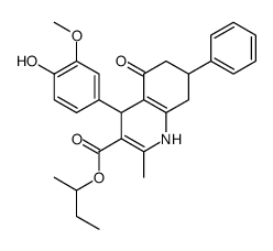 butan-2-yl 4-(4-hydroxy-3-methoxy-phenyl)-2-methyl-5-oxo-7-phenyl-4,6, 7,8-tetrahydro-1H-quinoline-3-carboxylate 结构式