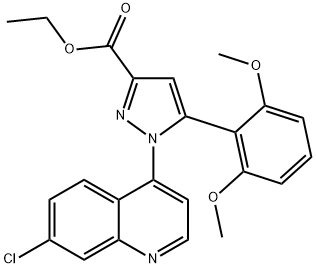 1-(7-氯-4-喹啉基)-5-(2,6-二甲氧基苯基)-1H-吡唑-3-羧酸乙酯 结构式