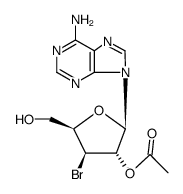 9-(2-O-乙酰基-3-溴-3-脱氧-β-D-呋喃木糖基)-9H-嘌呤-6-胺 结构式