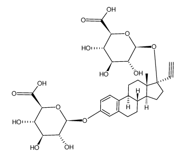 β-D-Glucopyranosiduronic acid, (17α)-19-norpregna-1,3,5(10)-trien-20-yne-3,17-diyl bis- (9CI) 结构式