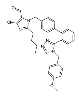 2-丁基-4-氯-1-[[2'-[1-[(4-甲氧基苯基)甲基]-1H-四唑-5-基][1,1'-联苯]-4-基]甲基]-1H-咪唑-5-甲醛 结构式