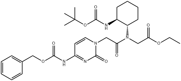 Glycine, N-[(1S,2S)-2-[[(1,1-dimethylethoxy)carbonyl]amino]cyclohexyl]-N-[[2-oxo-4-[[(phenylmethoxy)carbonyl]amino]-1(2H)-pyrimidinyl]acetyl]-, ethyl ester (9CI) 结构式