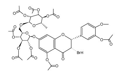 4H-1-Benzopyran-4-one, 5-(acetyloxy)-2-[3-(acetyloxy)-4-methoxyphenyl]-3-bromo-2,3-dihydro-7-[[2,3,4-tri-O-acetyl-6-O-(2,3,4-tri-O-acetyl-6-deoxy-α-L-mannopyranosyl)-β-D-glucopyranosyl]oxy]- 结构式