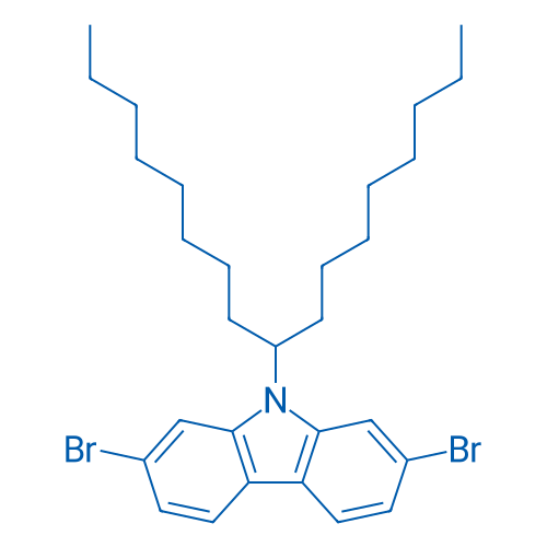 2,7-二溴-9-(1-辛基壬基)-9H-咔唑 结构式