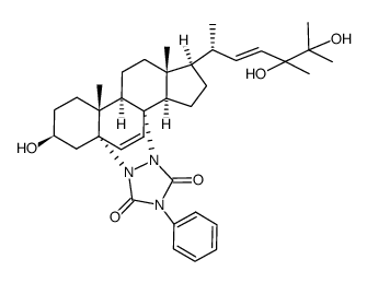 4a,13b-Etheno-1H,9H-benzo[c]cyclopenta[h][1,2,4]triazolo[1,2-a]cinnoline-1,3(2H)-dione, 11-(4,5-dihydroxy-1,4,5-trimethyl-2-hexenyl)-5,6,7,8,8a,8b,10,10a,11,12,13,13a-dodecahydro-6-hydroxy-8a,10a-dimethyl-2-phenyl-, [4aS-[4aα,6α,8aα,8bβ,10aα,11α(1S*,2E,4R*),13aβ,13bα]]- (9CI) 结构式
