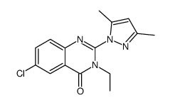 6-氯-2-(3,5-二甲基-1H-吡唑-1-基)-3-乙基喹唑啉-4(3H)-酮 结构式