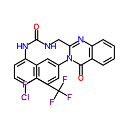 1-[4-氯-3-(三氟甲基)苯基]-3-[[3-(4-氟苯基)-4-氧代-3,4-二氢喹唑啉-2-基]甲基]脲 结构式