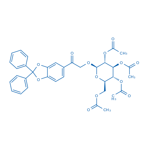 1-(2,2-二苯基-1,3-苯并二氧杂环戊烯-5-基)-2-[(2,3,4,6-四-O-乙酰基-β-D-吡喃葡萄糖基)氧基]乙酮 结构式