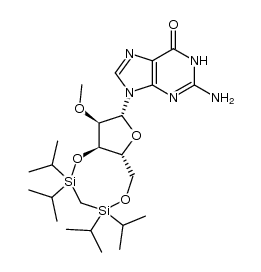 Guanosine, 2'-O-methyl-3',5'-O-[methylenebis[bis(1-methylethyl)silylene]]- 结构式