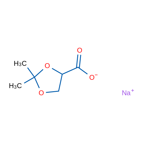 2,2-二甲基-1,3-二氧戊环-4-羧酸钠 结构式