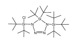 Tetraazasilacyclopent-2-ene, 1-[chlorobis(1,1-dimethylethyl)silyl]-5,5-bis(1,1-dimethylethyl)-4-[tris(1,1-dimethylethyl)silyl]- 结构式