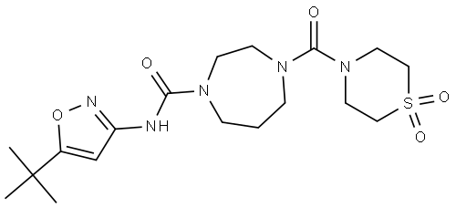 六氢-N-[5-(1,1-二甲基乙基)-3-异恶唑基]-4-[(1,1-二氧代-4-硫代吗啉基)羰基]-1H-1,4-二氮杂卓-1-甲酰胺 结构式