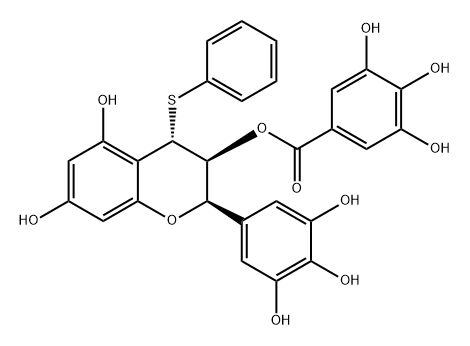 Benzoic acid, 3,4,5-trihydroxy-, (2R,3S,4S)-3,4-dihydro-5,7-dihydroxy-4-(phenylthio)-2-(3,4,5-trihydroxyphenyl)-2H-1-benzopyran-3-yl ester 结构式