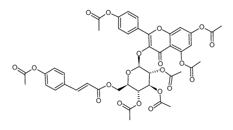 4H-1-Benzopyran-4-one, 5,7-bis(acetyloxy)-2-[4-(acetyloxy)phenyl]-3-[[2,3,4-tri-O-acetyl-6-O-[(2E)-3-[4-(acetyloxy)phenyl]-1-oxo-2-propen-1-yl]-β-D-glucopyranosyl]oxy]- 结构式