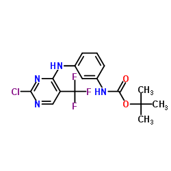 N-[3-[[2-氯-5-(三氟甲基)-4-嘧啶基]氨基]苯基]氨基甲酸叔丁酯 结构式
