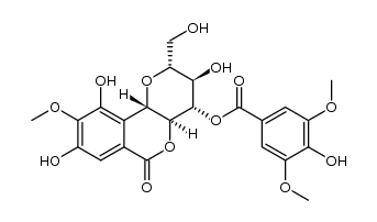 Benzoic acid, 4-hydroxy-3,5-dimethoxy-, (2R,3R,4S,4aS,10bS)-2,3,4,4a,6,10b-hexahydro-3,8,10-trihydroxy-2-(hydroxymethyl)-9-methoxy-6-oxopyrano[3,2-c][2]benzopyran-4-yl ester 结构式
