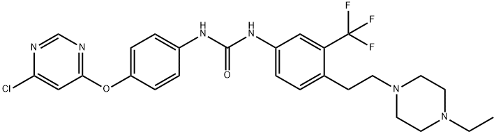 Urea, N-[4-[(6-chloro-4-pyrimidinyl)oxy]phenyl]-N'-[4-[2-(4-ethyl-1-piperazinyl)ethyl]-3-(trifluoromethyl)phenyl]- 结构式