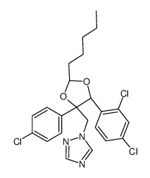 1H-1,2,4-Triazole,1-[[2-(4-chlorophenyl)-3-(2,4-dichlorophenyl)-1,4-dioxaspiro[4.5]dec-2-yl]methyl]-,cis- (9CI) 结构式