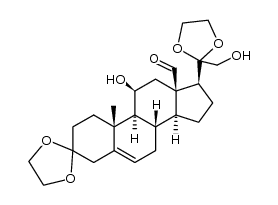 Pregn-5-en-18-al, 11β,21-dihydroxy-3,20-dioxo-, cyclic 3,20-bis(ethylene acetal) (6CI) 结构式