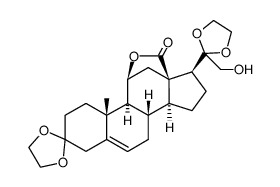 Pregn-5-en-18-oic acid, 3,3:20,20-bis[1,2-ethanediylbis(oxy)]-11,21-dihydroxy-, γ-lactone, (11β)- (9CI) 结构式