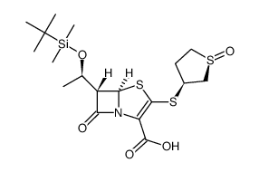 4-硫杂-1-氮杂双环[3.2.0]庚-2-烯-2-羧酸,6-[(1R)-1-[[(1,1-二甲基乙基)二甲基硅基]氧]乙基]-7-氧代-3-[[(1R,3S)-四氢-1-氧代-3-噻吩基]硫代]-,(5R,6S)- 结构式