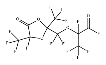 2-[二氟[4-氟-5-氧代-2,4-双(三氟甲基)-1,3-二氧杂环戊-2-基]甲氧基]-2,3,3,3-四氟丙酰氟 结构式