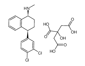 1-Naphthalenamine, 4-(3,4-dichlorophenyl)-1,2,3,4-tetrahydro-N-methyl-, (1S,4S)-, 2-hydroxy-1,2,3-propanetricarboxylate (1:1) 结构式