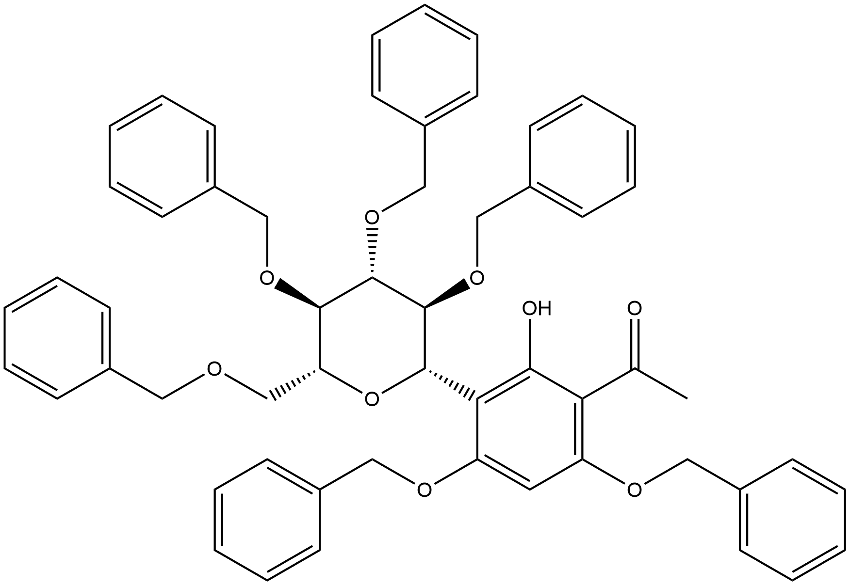 Ethanone, 1-[2-hydroxy-4,6-bis(phenylmethoxy)-3-[2,3,4,6-tetrakis-O-(phenylmethyl)-β-D-glucopyranosyl]phenyl]- 结构式