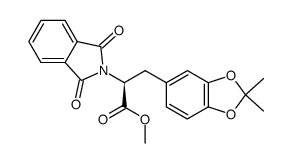 (S)-2-(2-((2,2-二甲基苯并[d][1,3]二氧杂环戊烯-5-基)甲基)-1,3-二氧代异吲哚啉-2-基)乙酸甲酯 结构式