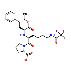 N2-[1-(S)-乙氧羰基-3-苯丙基]-N6-三氟乙酰基-L-赖氨酸-L-脯氨酸 结构式