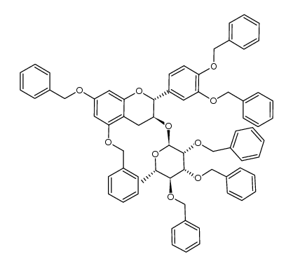 α-L-Mannopyranoside, (2R,3S)-2-[3,4-bis(phenylmethoxy)phenyl]-3,4-dihydro-5,7-bis(phenylmethoxy)-2H-1-benzopyran-3-yl 6-deoxy-2,3,4-tris-O-(phenylmethyl)- 结构式