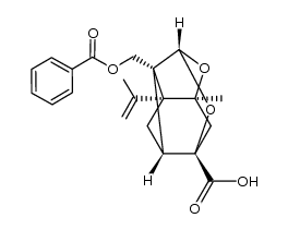 2,5-Methano-2H-3,4-dioxacyclobuta[cd]pentalene-2-carboxylic acid, 5b-[(benzoyloxy)methyl]hexahydro-5-methyl-5a-(1-methylethenyl)-, [1aR-(1aα,2α,3aα,5β,5aα,5bα)]- (9CI) 结构式