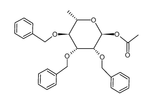 α-L-Mannopyranose, 6-deoxy-2,3,4-tris-O-(phenylmethyl)-, 1-acetate 结构式