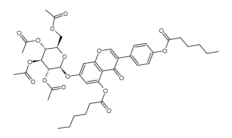 Hexanoic acid, 4-oxo-3-[4-[(1-oxohexyl)oxy]phenyl]-7-[(2,3,4,6-tetra-O-acetyl-β-D-glucopyranosyl)oxy]-4H-1-benzopyran-5-yl ester 结构式