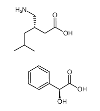 (S)-(+)-3-(氨甲基)-5-甲基己酸 (S)-扁桃酸盐 结构式