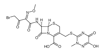 5-Thia-1-azabicyclo[4.2.0]oct-2-ene-2-carboxylic acid, 7-[[(2Z)-4-bromo-2-(methoxyimino)-1,3-dioxobutyl]amino]-8-oxo-3-[[(1,2,5,6-tetrahydro-2-methyl-5,6-dioxo-1,2,4-triazin-3-yl)thio]methyl]-, (6R,7R)- 结构式