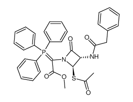 1-Azetidineacetic acid, 2-(acetylthio)-4-oxo-3-[(phenylacetyl)amino]-α-(triphenylphosphoranylidene)-, methyl ester, trans- (9CI) 结构式