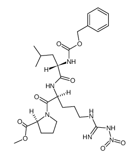 1-[N5-(亚氨基(硝基氨基)甲基)-N2-(N-苄氧羰基-L-亮氨酰)-L-鸟氨酰基]-L-脯氨酸甲酯 结构式