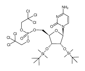 5'-Cytidylic acid, 2',3'-bis-O-[(1,1-dimethylethyl)dimethylsilyl]-, bis(2,2,2-trichloroethyl) ester (9CI) 结构式