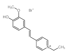 1-乙基-4-[2-(4-羟基-3-甲氧基苯基)乙烯基]吡啶鎓溴化物 结构式