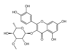 4H-1-Benzopyran-4-one, 3-[(6-deoxy-3-O-methyl-α-L-mannopyranosyl)oxy]-2-(3,4-dihydroxyphenyl)-5,7-dihydroxy- 结构式