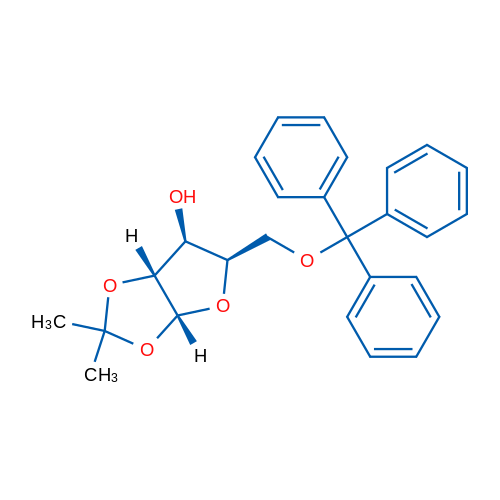 1,2-O-(异丙亚基)-5-O-(三苯基甲基)-ALPHA-D-呋喃木糖 结构式